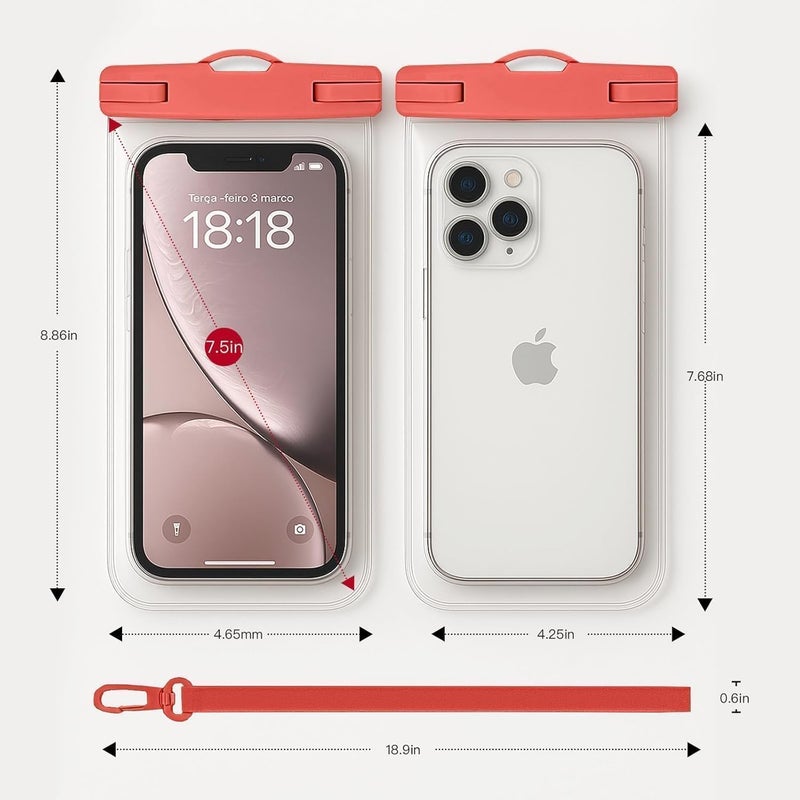 Criyar 1/2 Pack Waterproof Phone Pouch Compatible with iPhone 17 16 15 Pro Max & Galaxy S24+/S23 7in Waterproof Phone Case with Lanyard, IPX8 Beach Travel Must Haves, Beach Essentials, Red, 1 Pack - Image 1